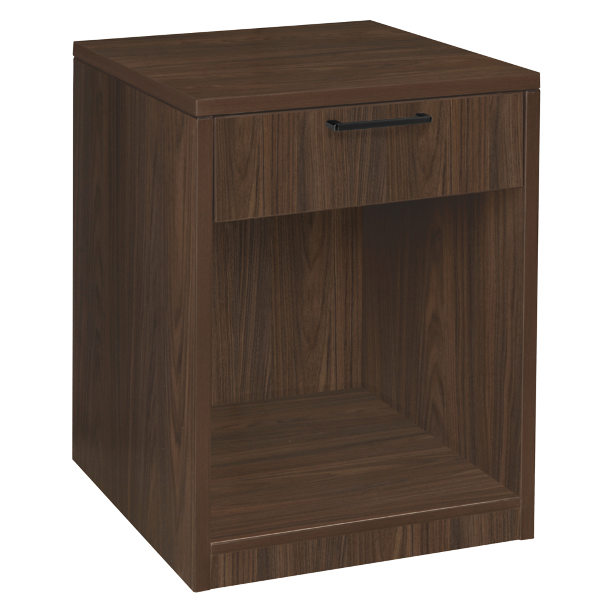 Regency Legacy Wood Printer Stand — Neo Walnut, Fixed Storage Shelf, Ergonomic Drawer Pull, Model# LPFS2121NW
